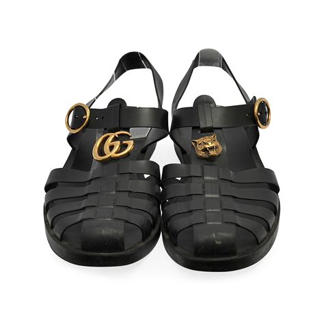 gucci rubber buckle strap sandal